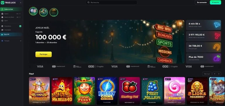 Trueluck Casino page accueil